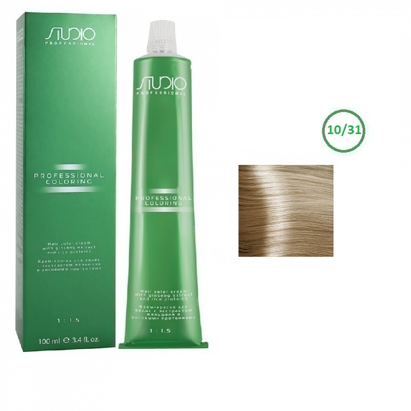 Крем-краска для волос Kapous Studio Professional S 10.31 бежевый платиновый блонд, 100 мл
