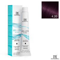 Изображение Крем-краска для волос TNL Million Gloss 4.20 коричневый фиолетовый, 100 мл в интернет-магазине ВОЛГТЕК