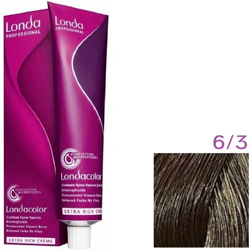 Изображение Крем-краска для волос Londa Professional Color 6.3 темный блонд золотистый, 60 мл в интернет-магазине ВОЛГТЕК