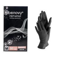 Изображение Черные виниловые одноразовые перчатки Benovy M в интернет-магазине ВОЛГТЕК