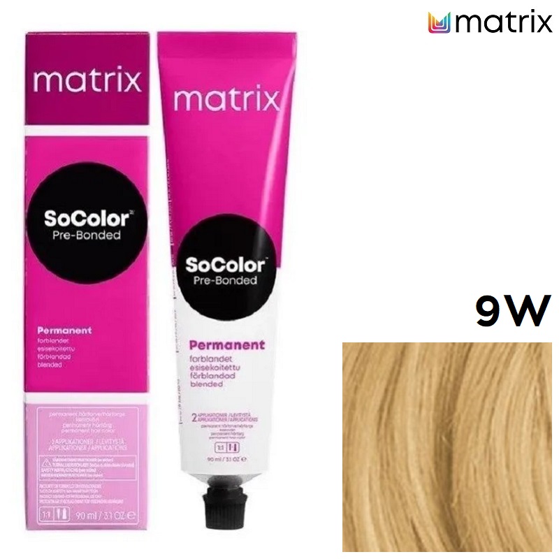 Изображение Крем-краска для волос Matrix Socolor 9W теплый очень светлый блондин, 90 мл в интернет-магазине ВОЛГТЕК