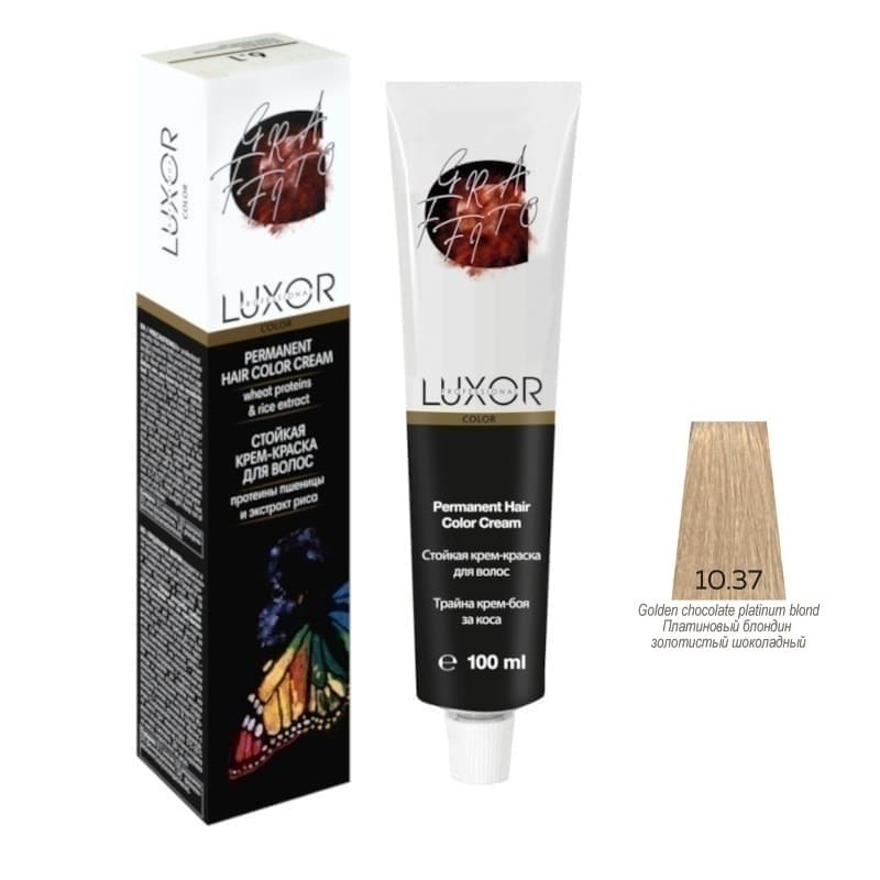 Изображение Крем-краска для волос LUXOR Color 10.37 платиновый блондин золотисто-шоколадный, 100 мл в интернет-магазине ВОЛГТЕК