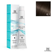 Изображение Крем-краска для волос TNL Million Gloss 6.1 темный блонд пепельный, 100 мл в интернет-магазине ВОЛГТЕК