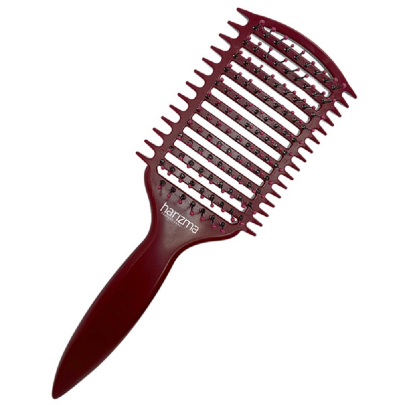 Изображение Массажная щетка для волос 9 рядов Harizma Nylon, бордовая h10686-33 в интернет-магазине ВОЛГТЕК