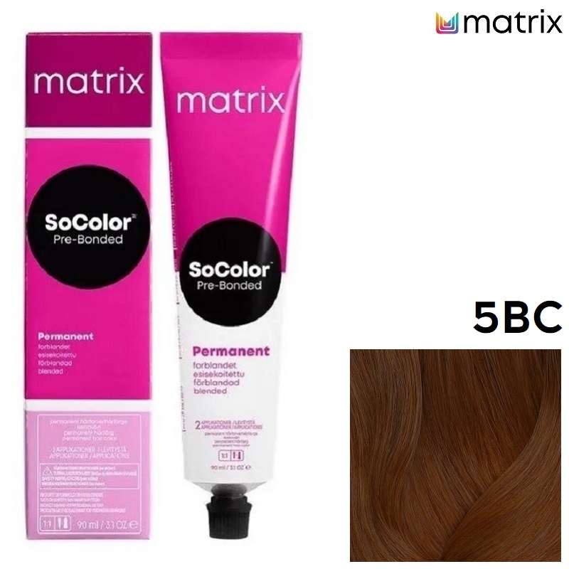 Изображение Крем-краска для волос Matrix Socolor 5BC светлый шатен коричнево-медный, 90 мл в интернет-магазине ВОЛГТЕК
