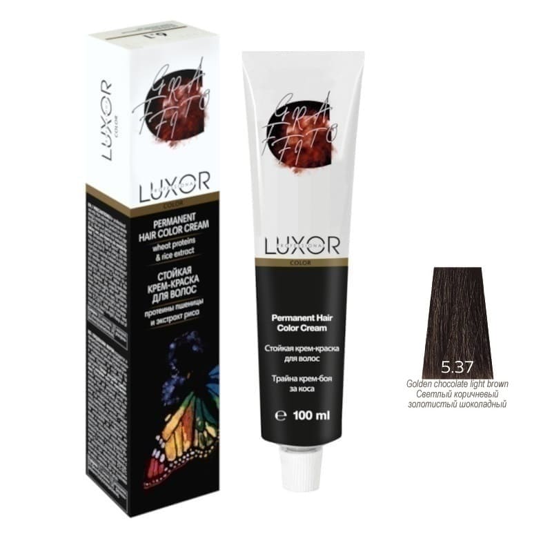 Изображение Крем-краска для волос LUXOR Color 5.37 светлый коричневый золотистый шоколадный, 100 мл в интернет-магазине ВОЛГТЕК