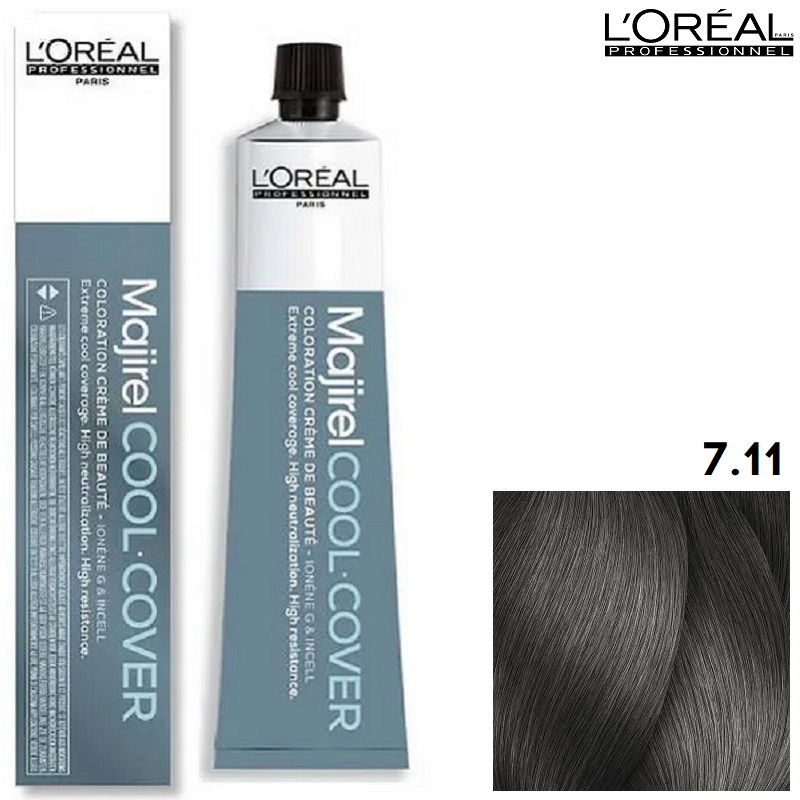Изображение Крем-краска для волос L’OREAL Majirel Cool Cover 7.11 блондин глубокий пепельный, 50 мл в интернет-магазине ВОЛГТЕК