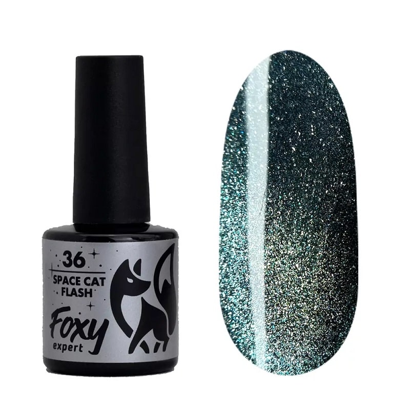 Изображение Гель-лак для ногтей Foxy expert Space Cat's Eye Flash №36 Серо-голубой, 8 мл в интернет-магазине ВОЛГТЕК