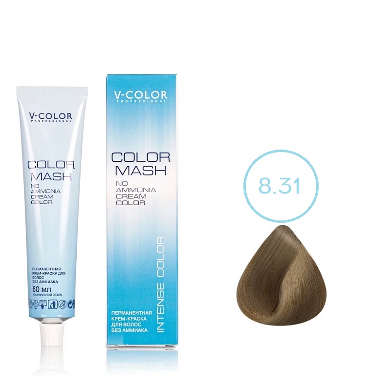 Изображение Безаммиачная крем-краска для волос V-COLOR Color Mash 8.31 светло-русый бежевый, 60 мл в интернет-магазине ВОЛГТЕК