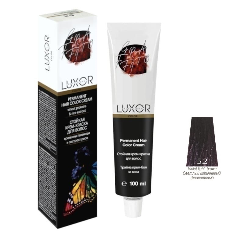 Изображение Крем-краска для волос LUXOR Color 5.2 светлый коричневый фиолетовый, 100 мл в интернет-магазине ВОЛГТЕК