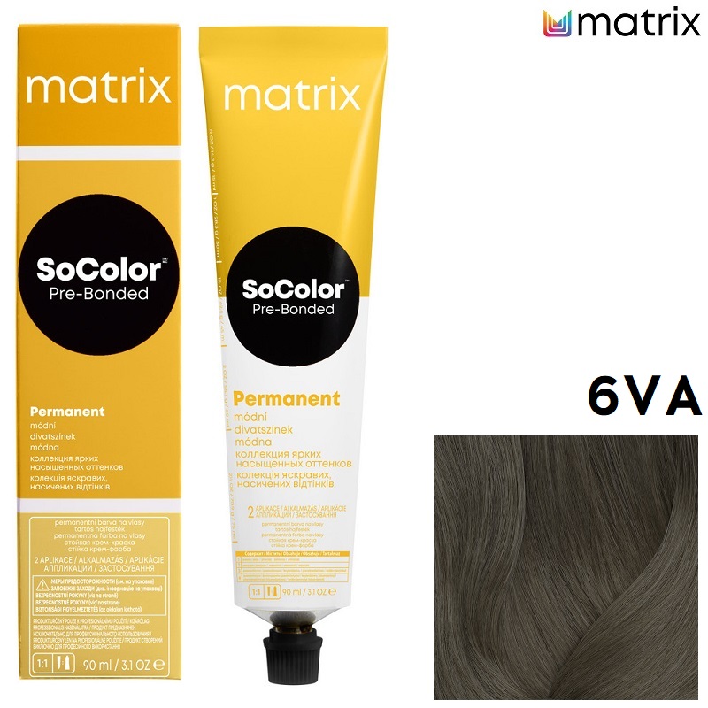 Изображение Крем-краска для волос Matrix Socolor 6VA темный блондин перламутрово-пепельный, 90 мл в интернет-магазине ВОЛГТЕК