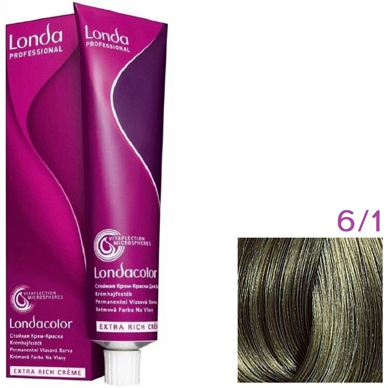 Изображение Крем-краска для волос Londa Professional Color 6.1 темный блонд пепельный, 60 мл в интернет-магазине ВОЛГТЕК