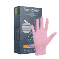 Изображение Розовые нитриловые одноразовые перчатки Benovy S в интернет-магазине ВОЛГТЕК