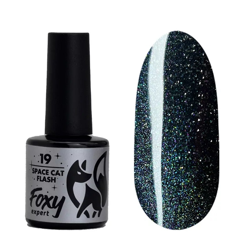 Изображение Гель-лак для ногтей Foxy expert Space Cat's Eye Flash №19 Зеленый, 8 мл в интернет-магазине ВОЛГТЕК