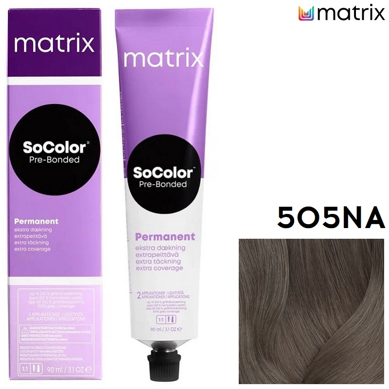 Изображение Крем-краска для волос Matrix Socolor 505NA светлый шатен натуральный пепельный, 90 мл в интернет-магазине ВОЛГТЕК
