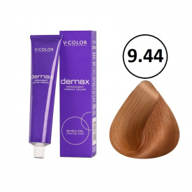 Изображение Крем-краска для волос V-COLOR Demax 9.44 блондин медный интенсивный, 60 мл в интернет-магазине ВОЛГТЕК