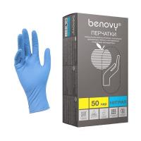 Изображение Голубые нитриловые одноразовые перчатки Benovy XS в интернет-магазине ВОЛГТЕК