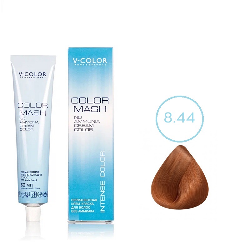 Изображение Безаммиачная крем-краска для волос V-COLOR Color Mash 8.44 светло-русый медный интенсивный, 60 мл в интернет-магазине ВОЛГТЕК