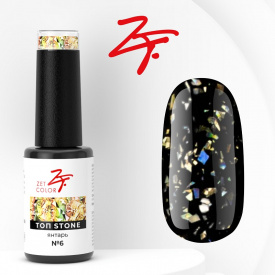 Изображение Топ для ногтей с поталью Zet Color Stone №6 янтарь, 8 мл в интернет-магазине ВОЛГТЕК