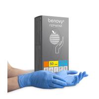 Изображение Голубые одноразовые нитриловые перчатки Benovy M в интернет-магазине ВОЛГТЕК