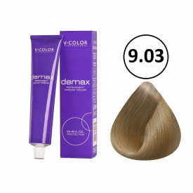 Изображение Крем-краска для волос V-COLOR Demax 9.03 блондин золотистый, 60 мл в интернет-магазине ВОЛГТЕК
