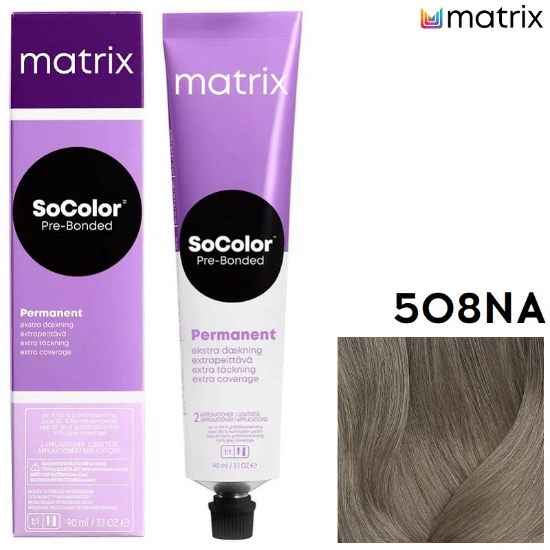 Изображение Крем-краска для волос Matrix Socolor 508NA светлый блондин натуральный пепельный, 90 мл в интернет-магазине ВОЛГТЕК