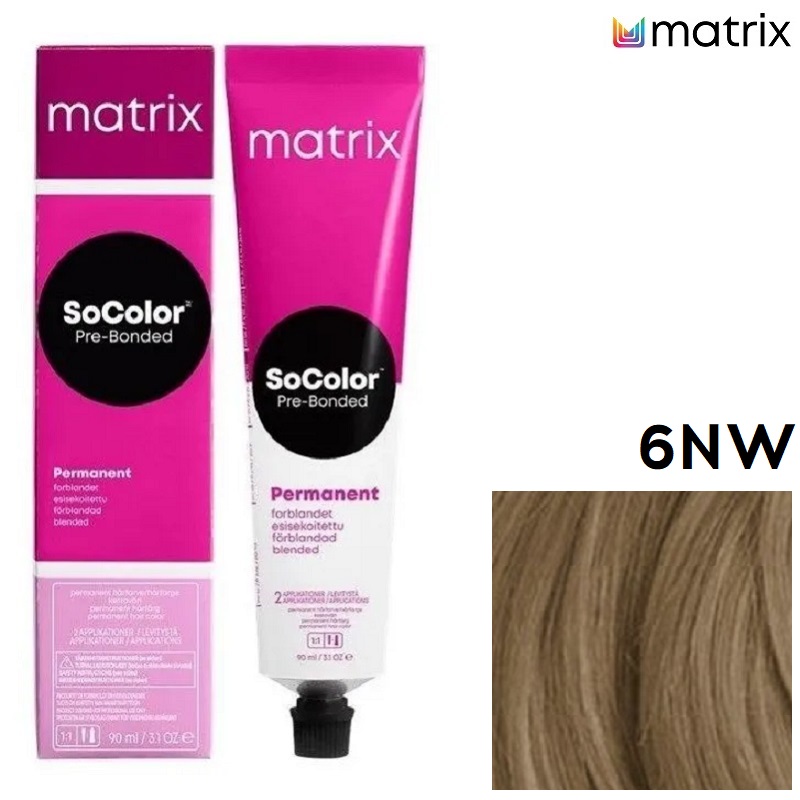 Изображение Крем-краска для волос Matrix Socolor 6NW натуральный теплый темный блондин, 90 мл в интернет-магазине ВОЛГТЕК
