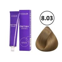 Изображение Крем-краска для волос V-COLOR Demax 8.03 светло-русый золотистый, 60 мл в интернет-магазине ВОЛГТЕК