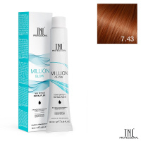 Изображение Крем-краска для волос TNL Million Gloss 7.43 блонд медный золотистый, 100 мл в интернет-магазине ВОЛГТЕК
