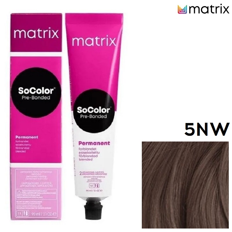 Изображение Крем-краска для волос Matrix Socolor 5NW натуральный теплый светлый шатен, 90 мл в интернет-магазине ВОЛГТЕК
