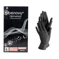 Изображение Черные виниловые одноразовые перчатки Benovy L в интернет-магазине ВОЛГТЕК
