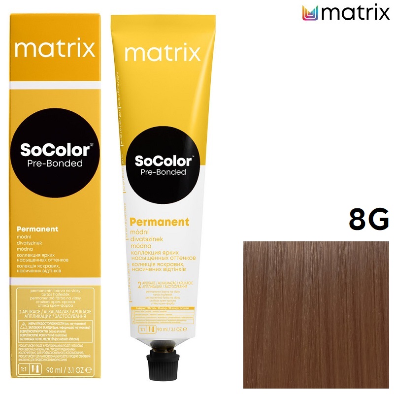 Изображение Крем-краска для волос Matrix Socolor 8G светлый блондин золотистый, 90 мл в интернет-магазине ВОЛГТЕК