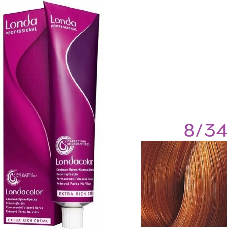 Изображение Крем-краска для волос Londa Professional Color 8.34 светлый блонд золотисто-медный, 60 мл в интернет-магазине ВОЛГТЕК