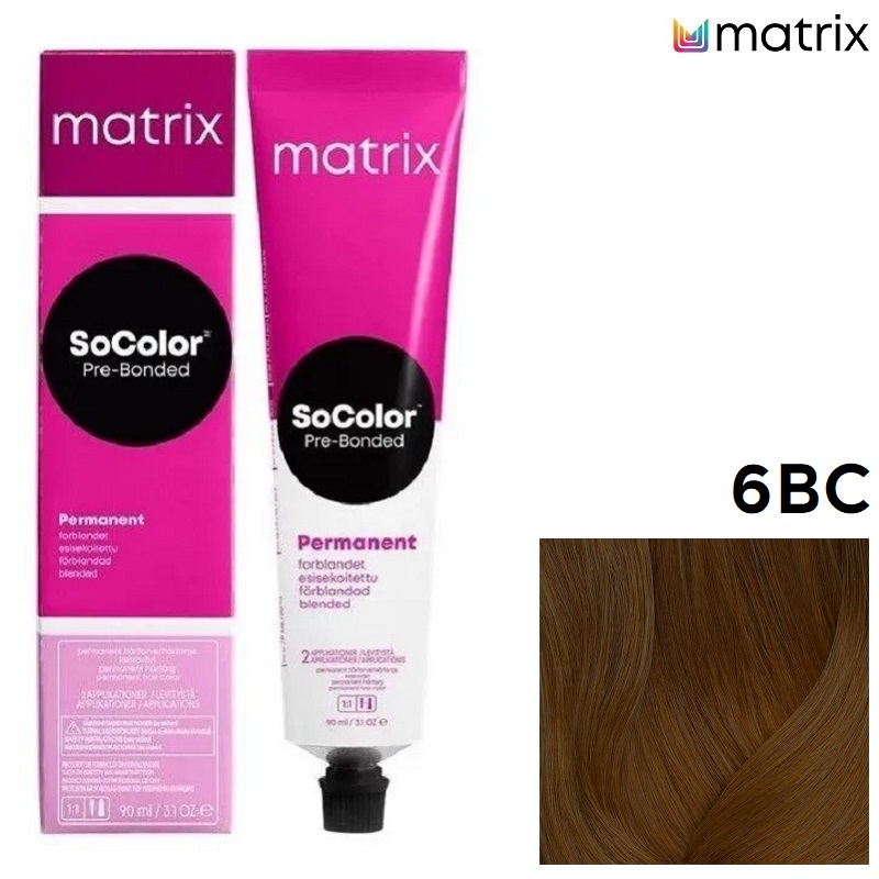Изображение Крем-краска для волос Matrix Socolor 6BC темный блондин коричнево-медный, 90 мл в интернет-магазине ВОЛГТЕК