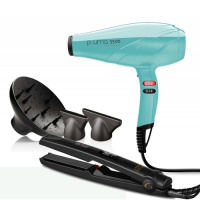 Изображение Набор парикмахерский Ga.Ma Щипцы CP1 Ceramic Digital Ion Plus + Фен Pluma 5500 Turquoise бирюзовый в интернет-магазине ВОЛГТЕК