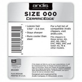 Изображение Ножевой блок Andis CeramicEdge size 000 (0.5 мм) 64480 керамический под слот A5 в интернет-магазине ВОЛГТЕК