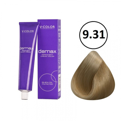 Изображение Крем-краска для волос V-COLOR Demax 9.31 блондин бежевый, 60 мл в интернет-магазине ВОЛГТЕК